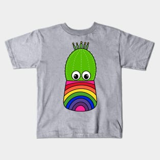 Cute Cactus Design #336: Cute Cactus In Rainbow Colored Pot Kids T-Shirt